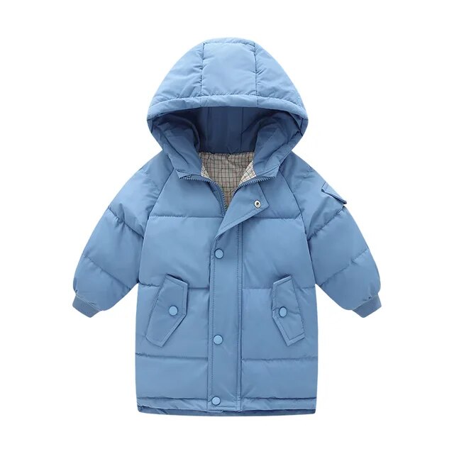 Kids Girls Mid-Length Hooded Windbreaker Coats childrensterritory