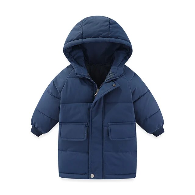 Kids Girls Mid-Length Hooded Windbreaker Coats childrensterritory