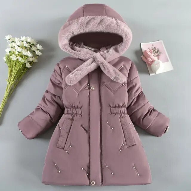 Kids Girls Mid-Length Hooded Windbreaker Coats childrensterritory
