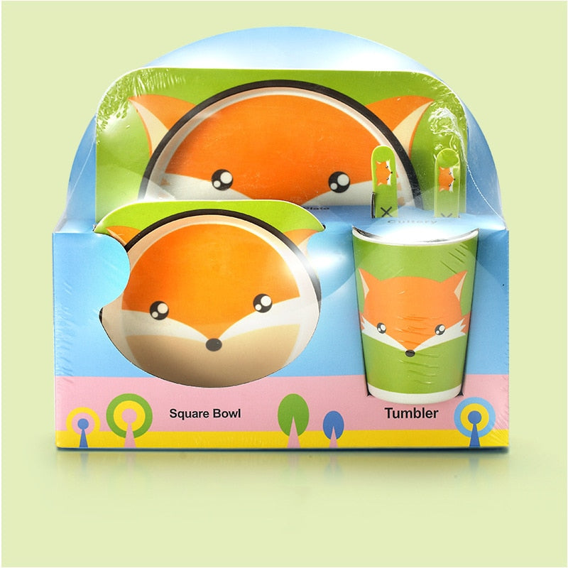 Cartoon Design Bamboo Fiber Tableware for Baby Feeding childrensterritory