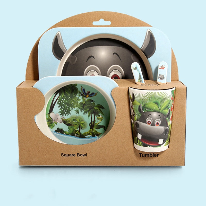 Cartoon Design Bamboo Fiber Tableware for Baby Feeding childrensterritory