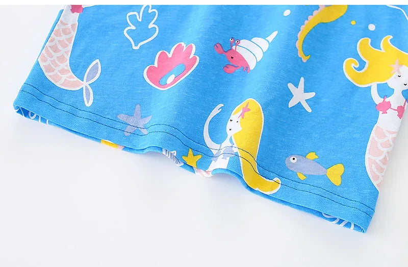 Kids Sea World Print Combed Cotton Casual Suits for Summer childrensterritory