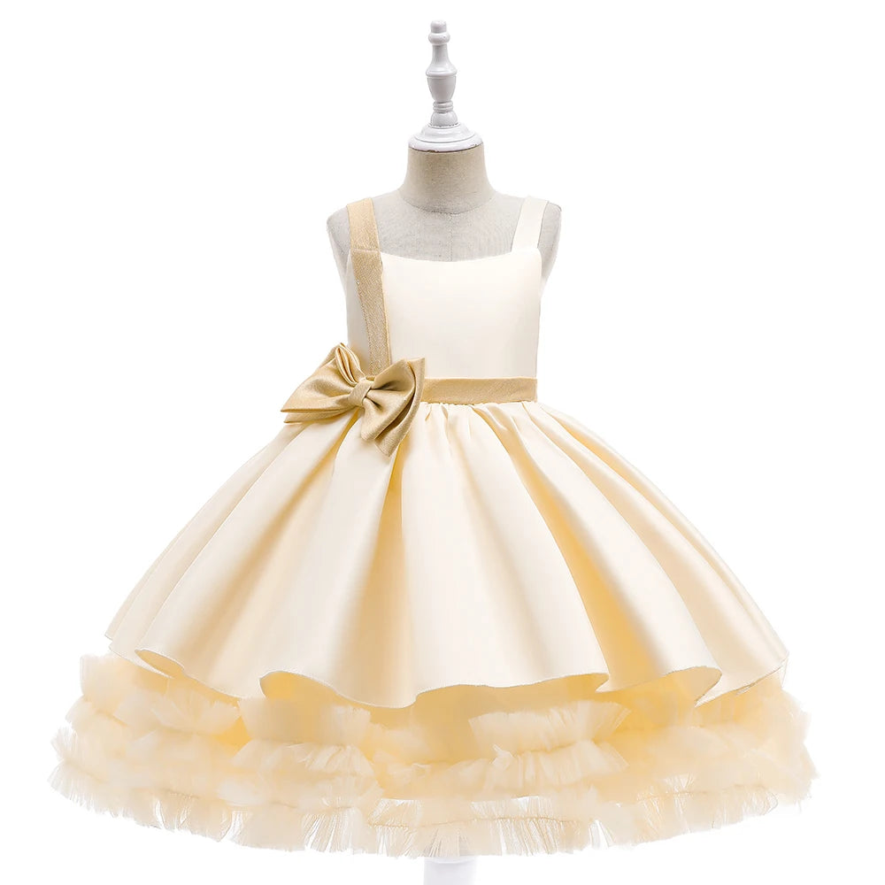 Kids Girls Sequins Bow Tutu Princess Dress for Birthday Party