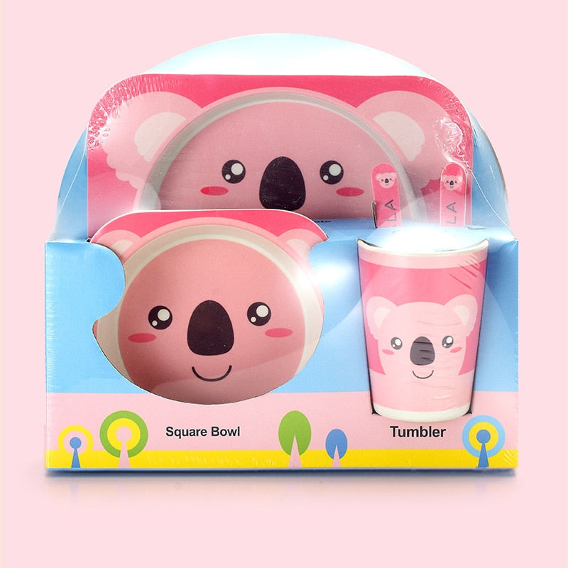 Cartoon Design Bamboo Fiber Tableware for Baby Feeding childrensterritory
