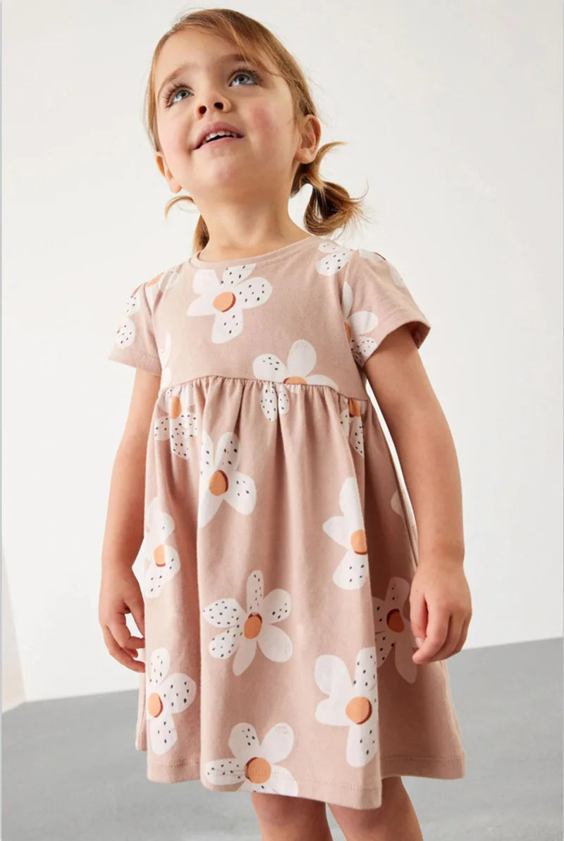 Kids Girls Floral Print Casual Cotton Dresses for Summer childrensterritory