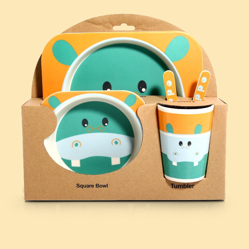 Cartoon Design Bamboo Fiber Tableware for Baby Feeding childrensterritory