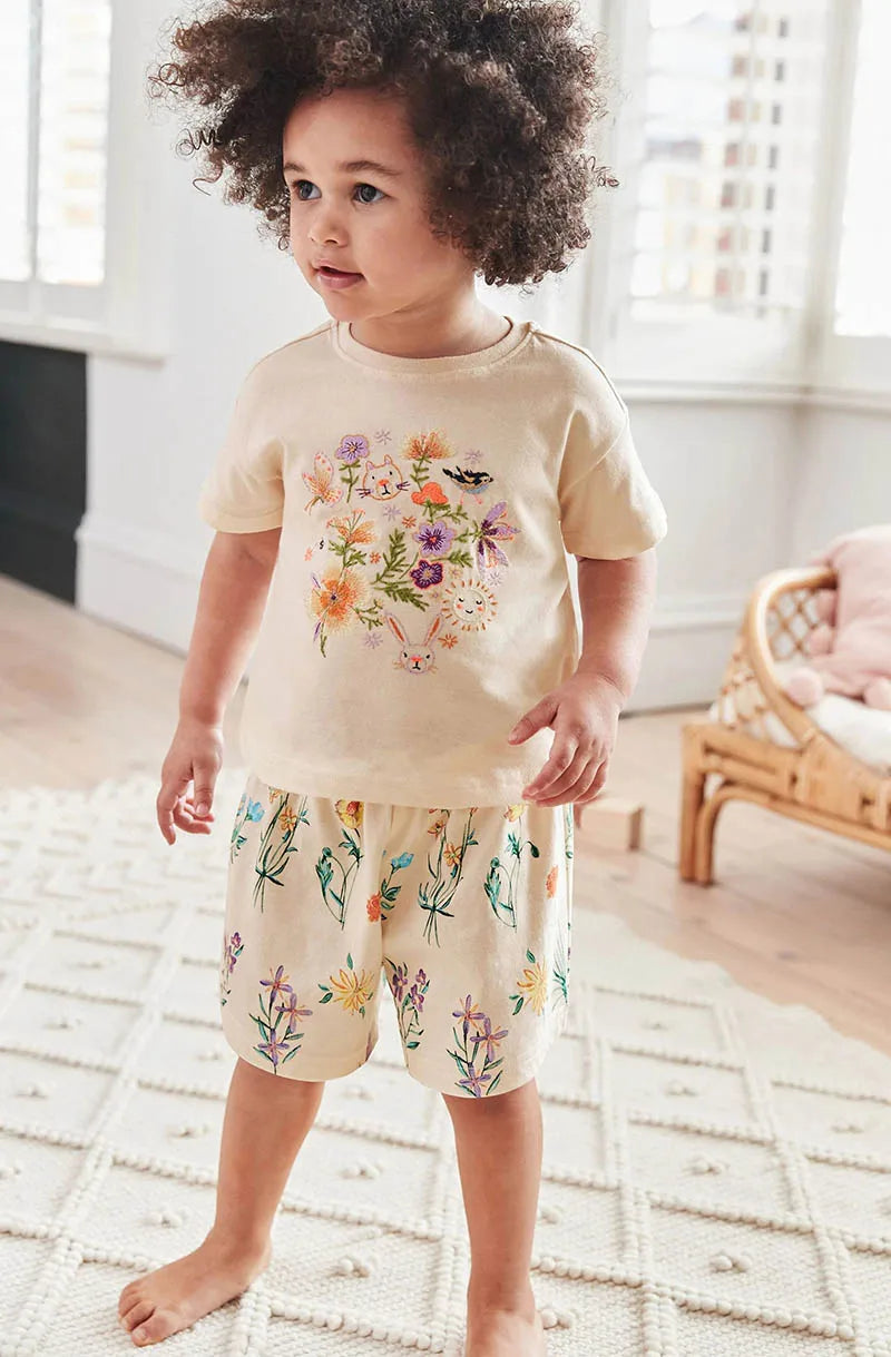 Kids Girls Stylish Cartoon Animal Prints Cotton Tops Tees for Summer childrensterritory