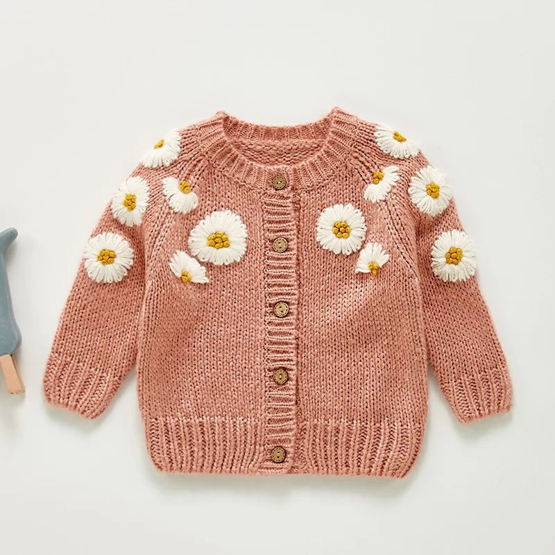 Baby Girls Long Sleeve Embroider Knit Cardigan childrensterritory