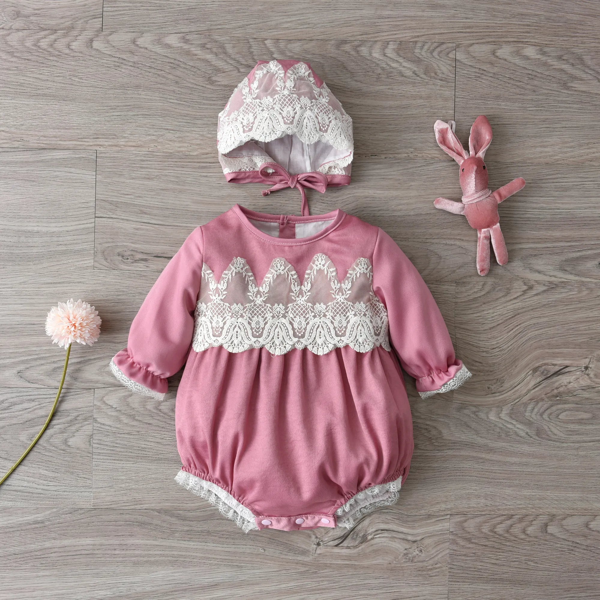 Newborn Lace Rompers With Hats for Summer childrensterritory