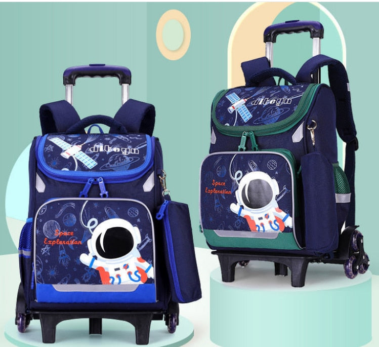 Space Theme Kids Boys School Rolling Backpacks childrensterritory