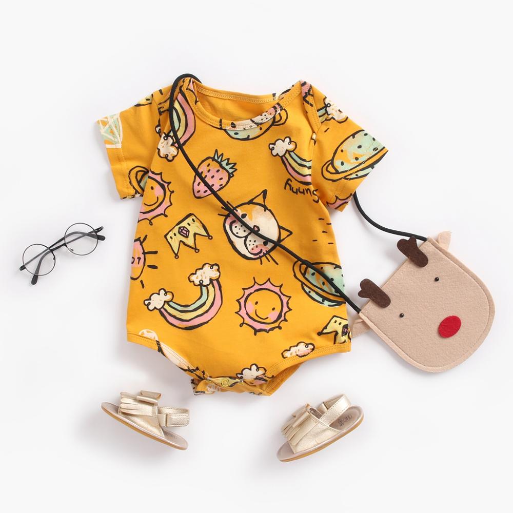 Cartoon Animal Print Baby Boys Girls Cotton Bodysuits childrensterritory