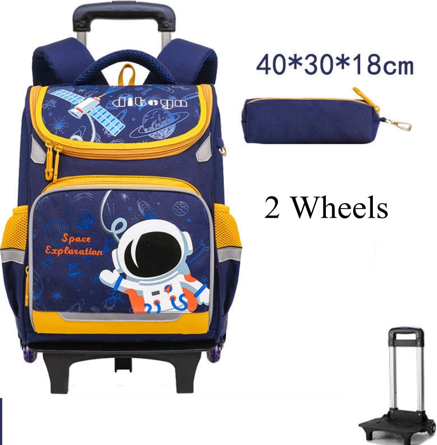 Space Theme Kids Boys School Rolling Backpacks childrensterritory