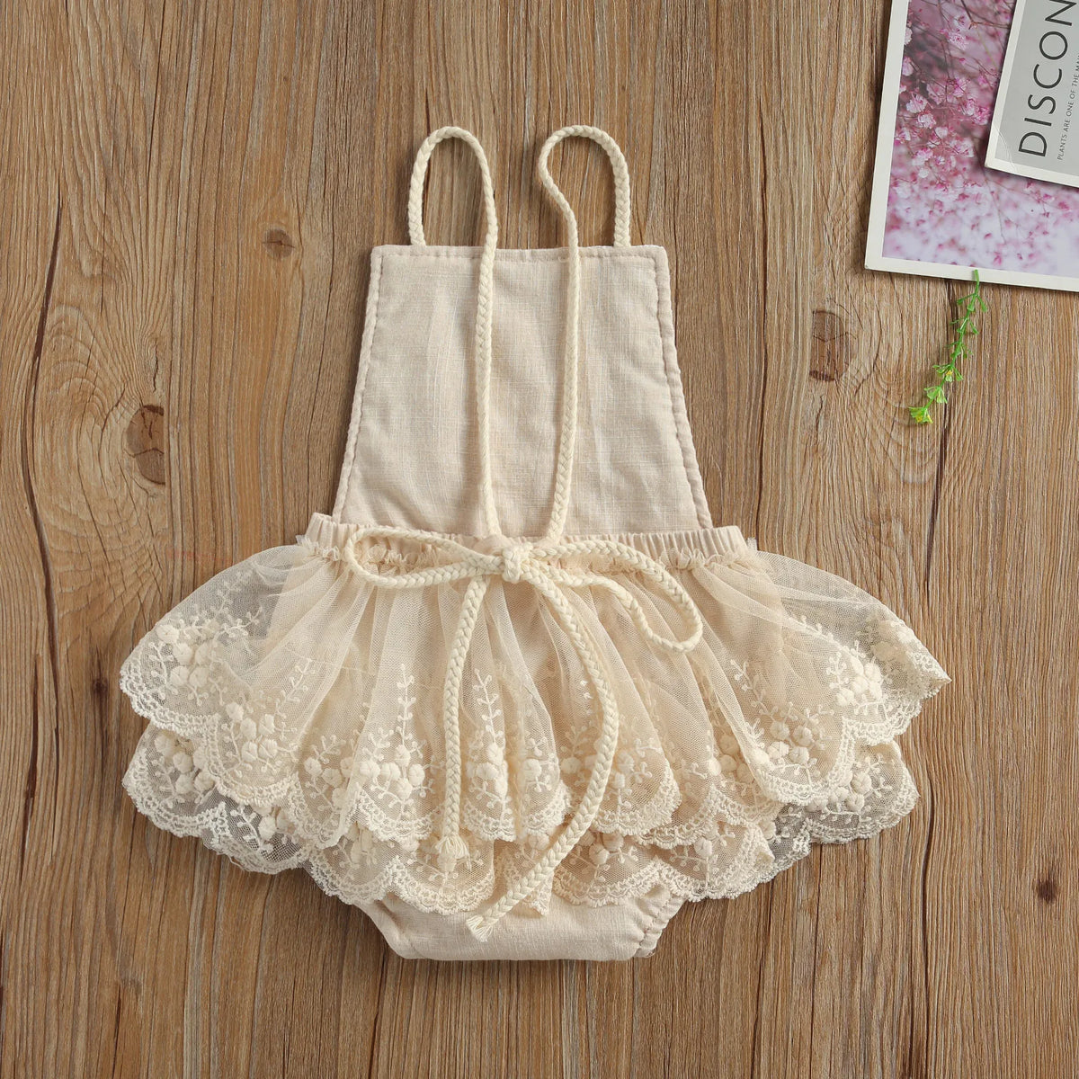 Baby Girl Sleeveless Lace Romper/Jumpsuit