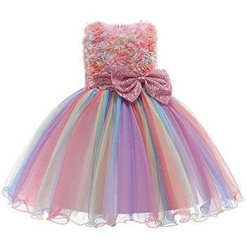Baby/Kids Girls Colorful Flower Sequin Design Tutu Party Dresses