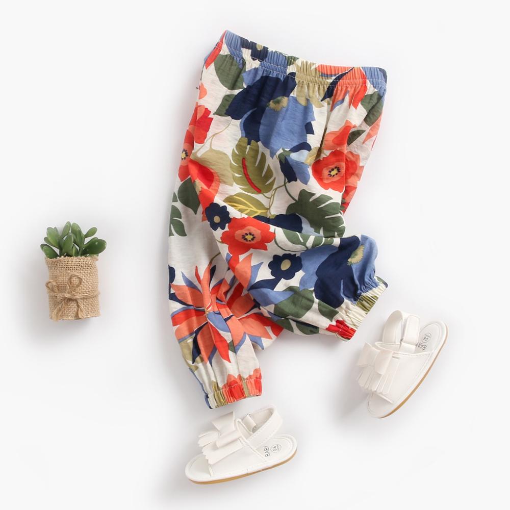 Baby Girl Floral Print Cotton Pants in Holiday Style childrensterritory