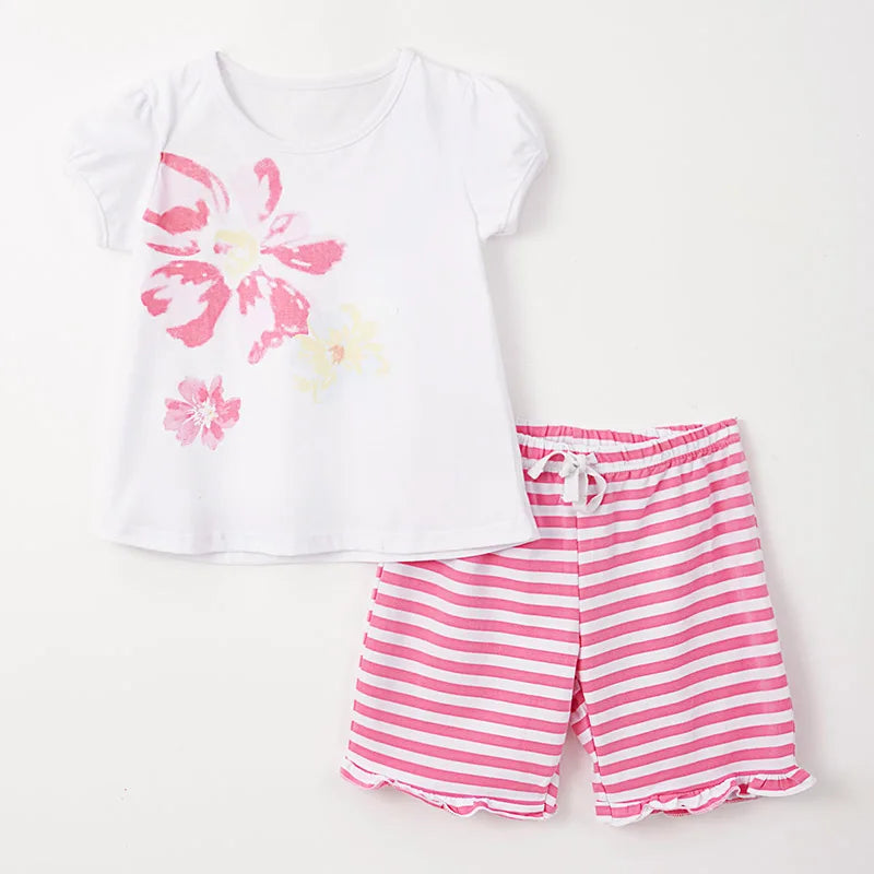 Little Girls 2pcs Cartoon Print Cotton Clothing Set for Summer childrensterritory