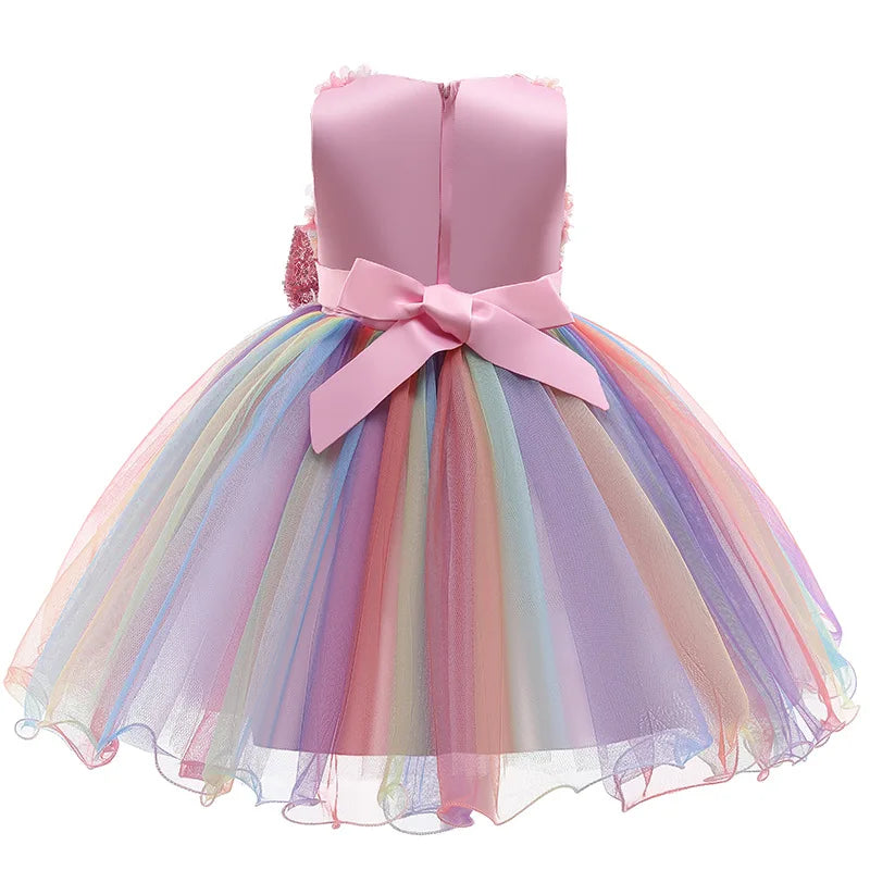 Baby/Kids Girls Colorful Flower Sequin Design Tutu Party Dresses