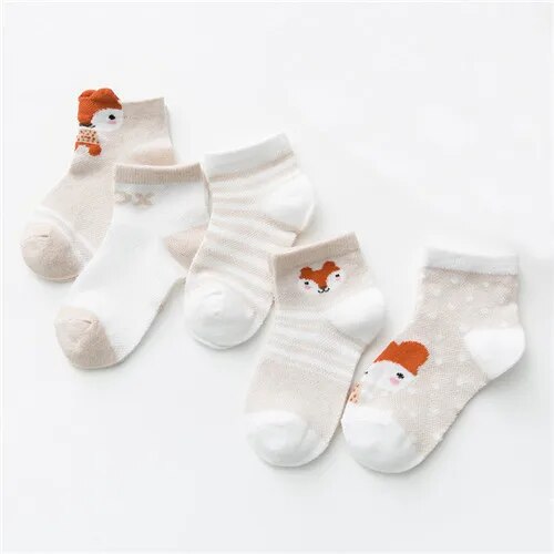 Cartoon Animal Design 5 Pairs/Lot 0-2Yrs Baby Socks childrensterritory