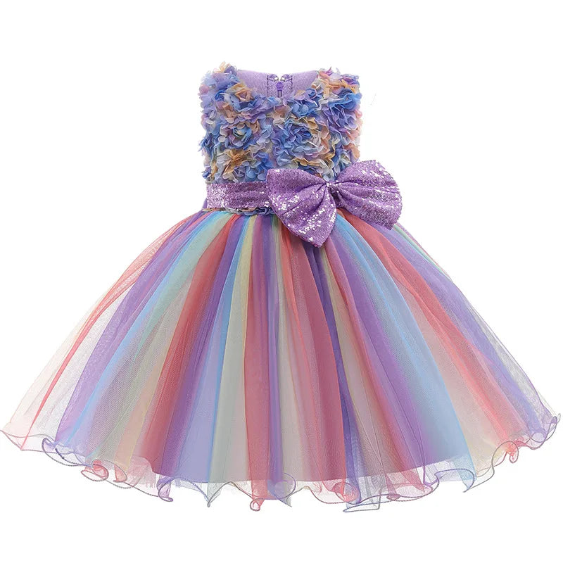 Baby/Kids Girls Colorful Flower Sequin Design Tutu Party Dresses