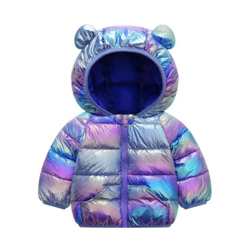 Little Girls Warm Hooded Glossy Design Jackets childrensterritory