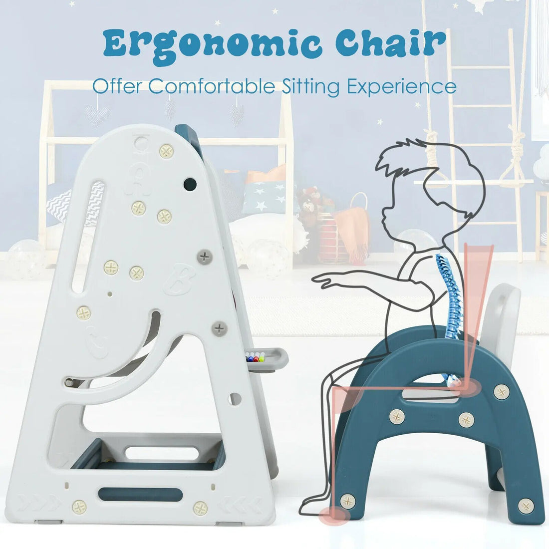 Adjustable 2in1 Kids Art Easel Desk Chair Set childrensterritory