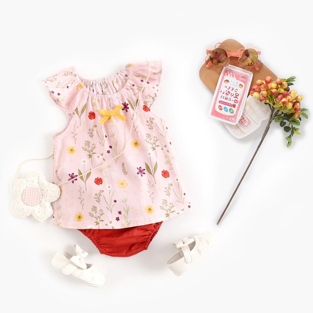 Baby Girl Floral Tops + Bottoms 2pcs Casual Cotton Outfits childrensterritory
