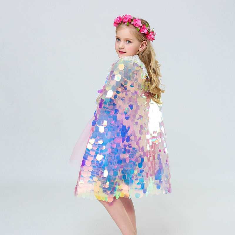 Multicolor Blingbling Fairy Princess Cape for Halloween Party childrensterritory