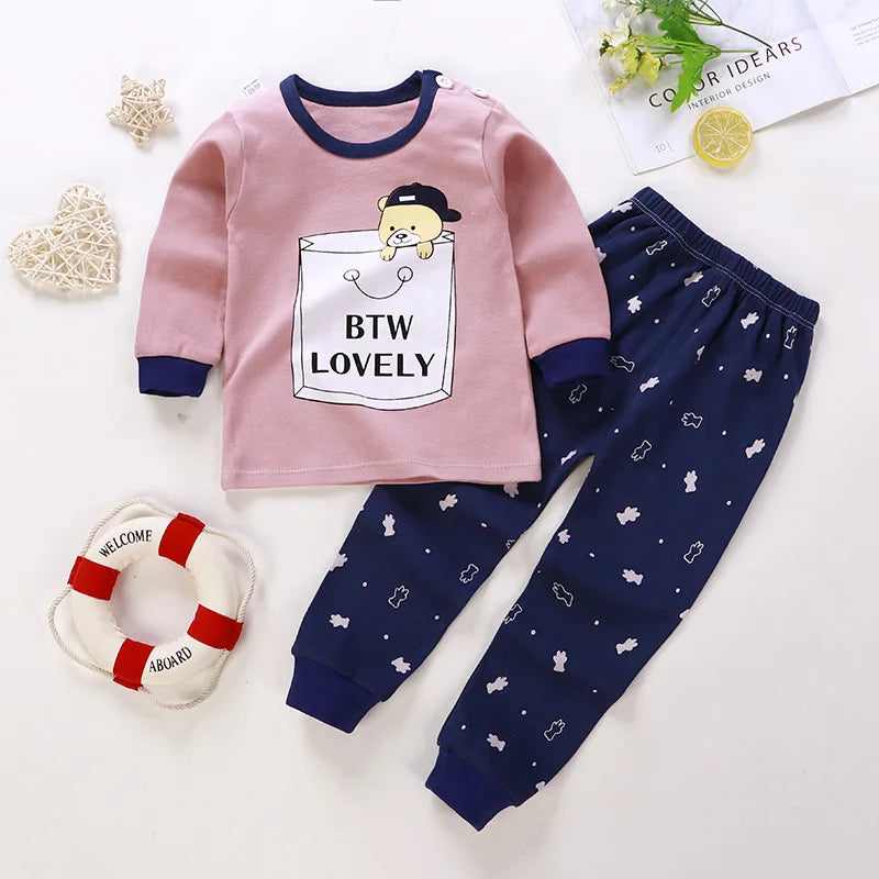 Kids Cartoon Print Long-Sleeved Clothing Set childrensterritory