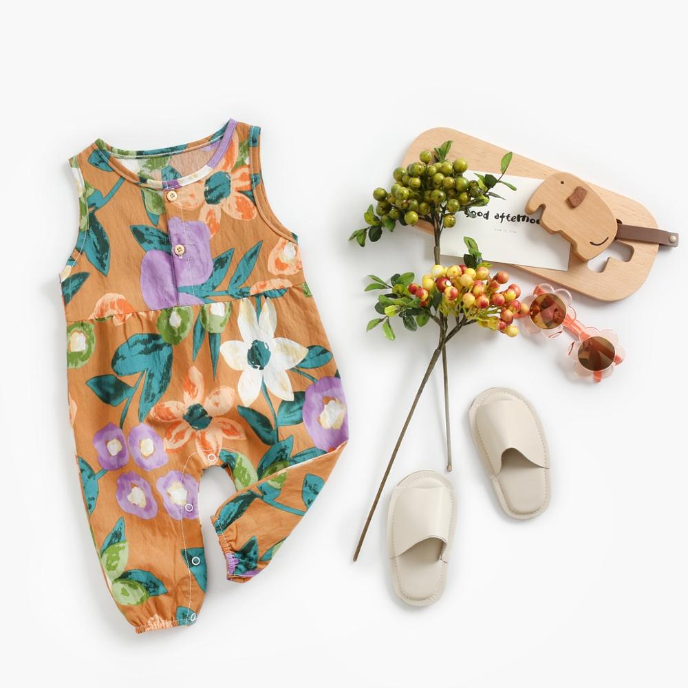 Floral Sleeveless Cotton Bodysuits for Baby Girl childrensterritory