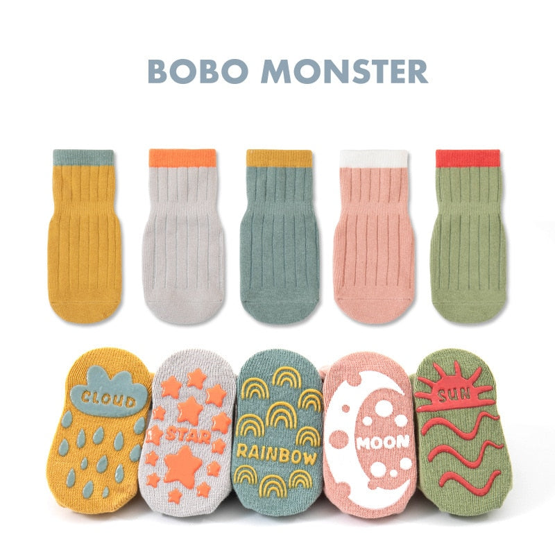 Cute Pattern: 3 Pairs/lot Anti-Slip Baby Cotton Socks childrensterritory