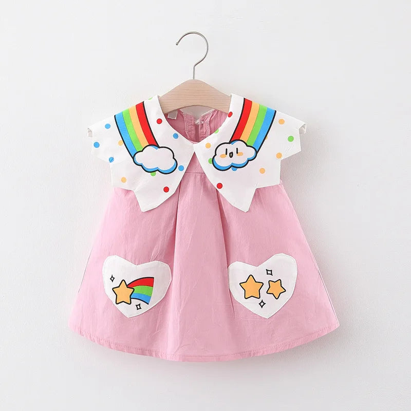 Baby Girl Rainbow Design Sleeveless Party Dress