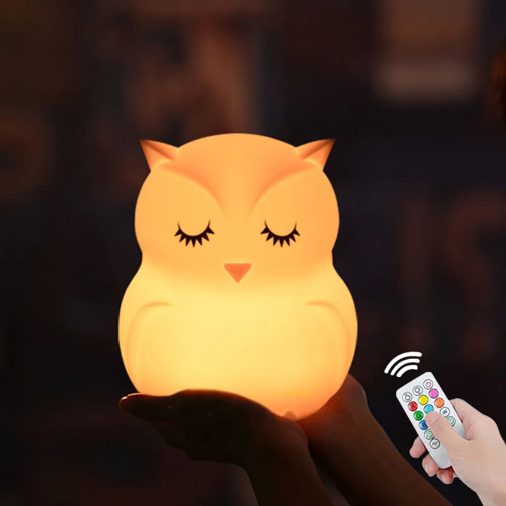 Rechargeable Owl LED Night Light in 9 Colors for Kids Room childrensterritory