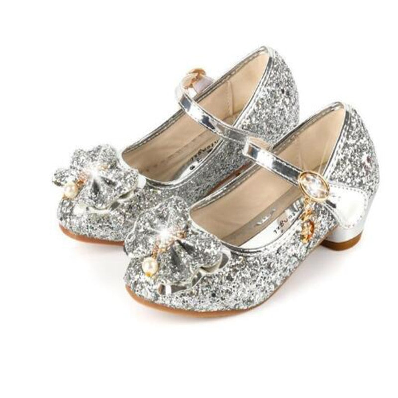 Butterfly Design Kids Girls Bowknot Glitter Party Shoes childrensterritory