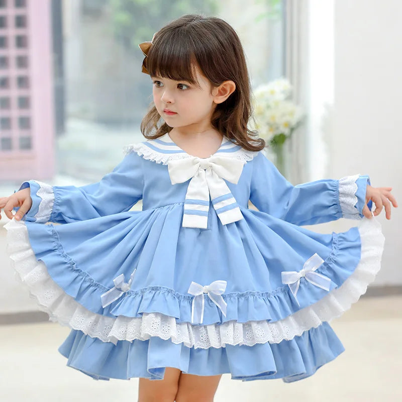 Kids Girls Spanish Bow-knot Vintage Princess Dress
