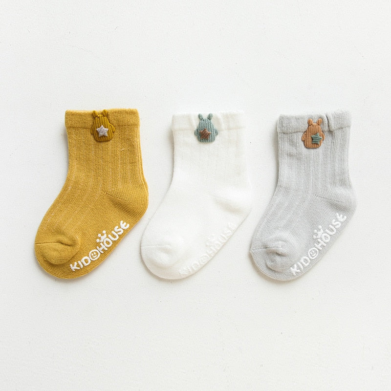 Cartoon Design Non-slip 3 Pairs/Lot Baby Floor Socks childrensterritory