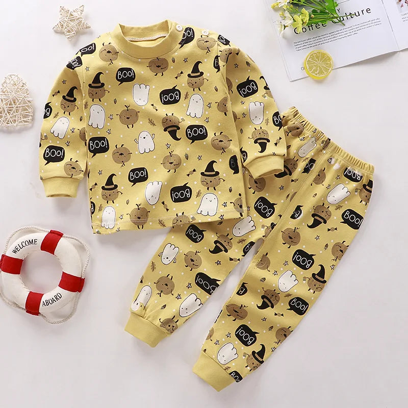 Kids Cartoon Print Long-Sleeved Clothing Set childrensterritory