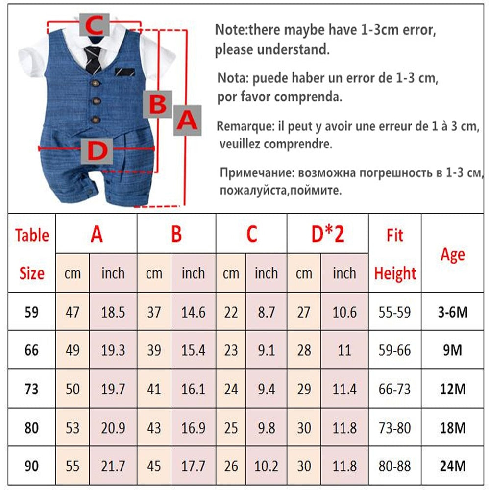 Baby Boy One-Piece Formal Gentleman Outfit Button Jumpsuit childrensterritory