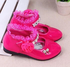 Kids Girls Cute Bowknot And Flower Design Leather Shoes childrensterritory
