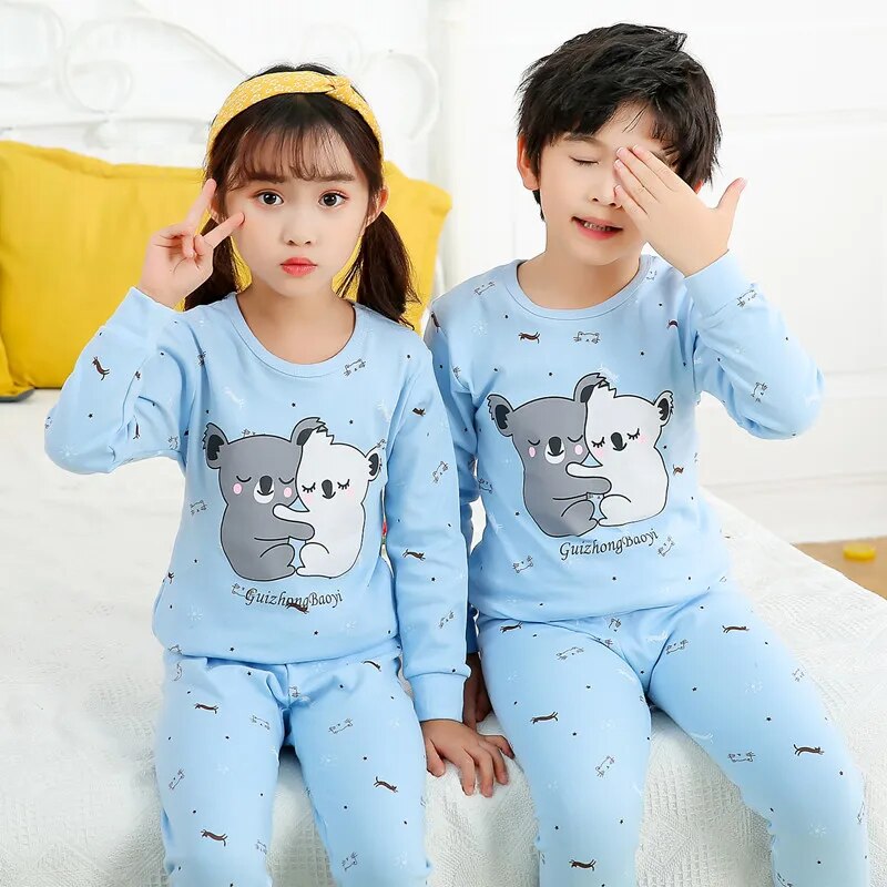 Kids Unisex Cartoon and Floral Print Soft Sleepwear Pajamas Sets childrensterritory