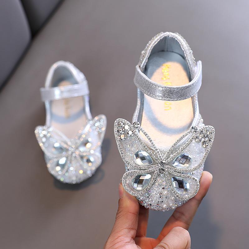 Kids Girls Pearl Butterfly Design Princess Party Shoes childrensterritory