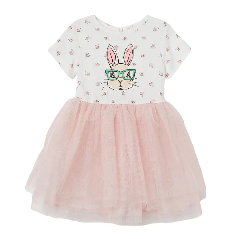 Little Girls Elegant Cartoon Embroidered Summer Dresses childrensterritory