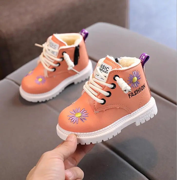 Baby/Kids Girls Boys PU Leather Lace-Up Ankle Boots childrensterritory