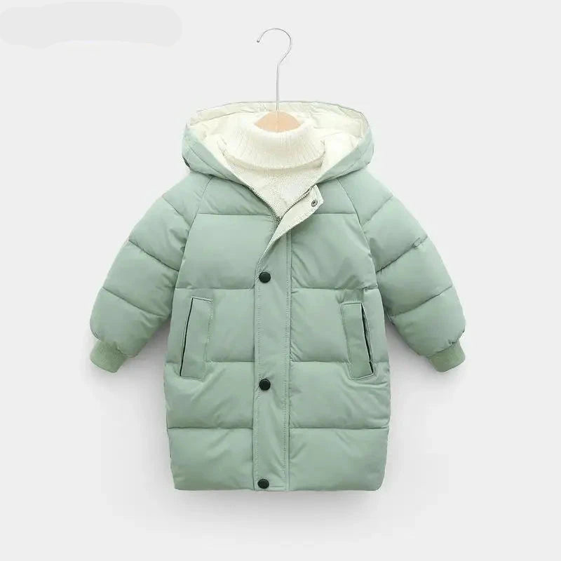 Kids Solid Color Pattern Hooded Down Cotton Jackets/Parkas childrensterritory