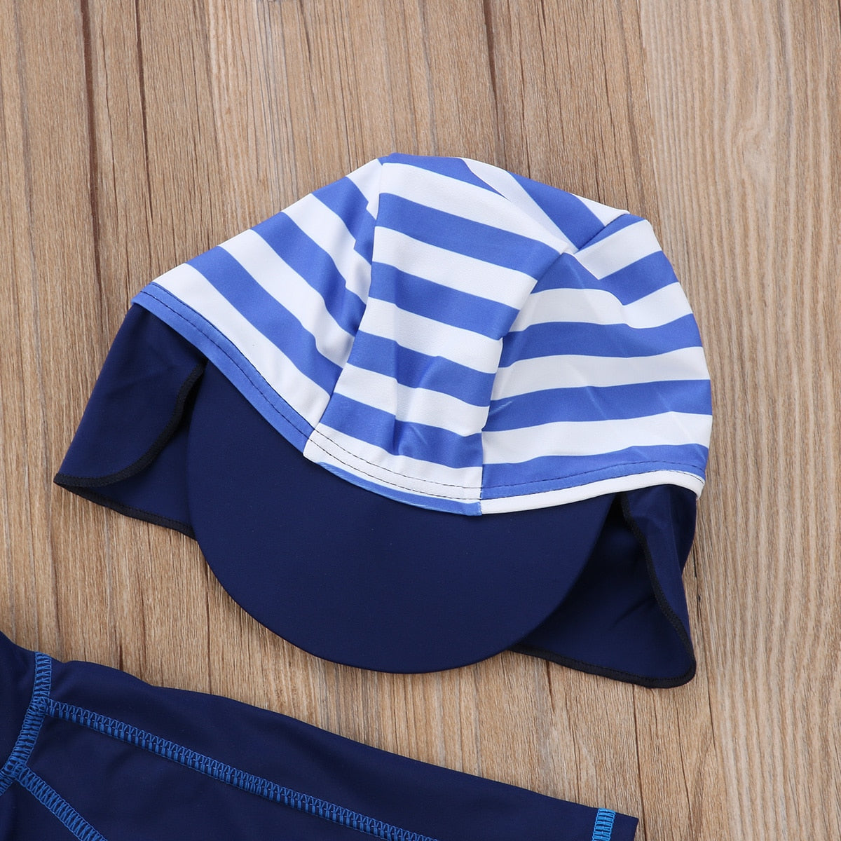 Kids Cartoon Letter Print Rash Guard Swimwear with Cap childrensterritory