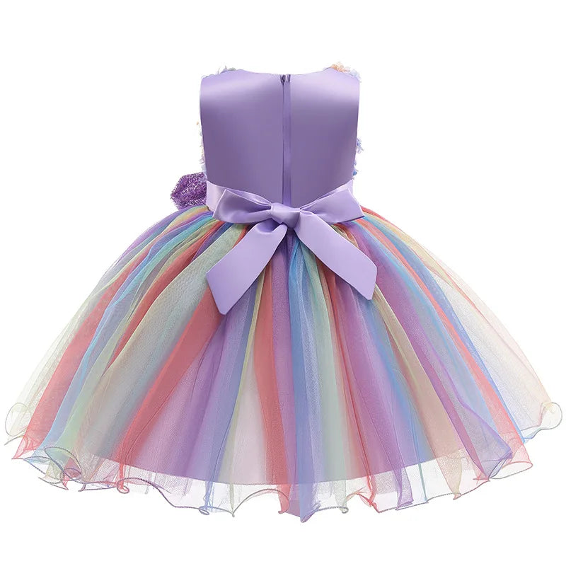 Baby/Kids Girls Colorful Flower Sequin Design Tutu Party Dresses