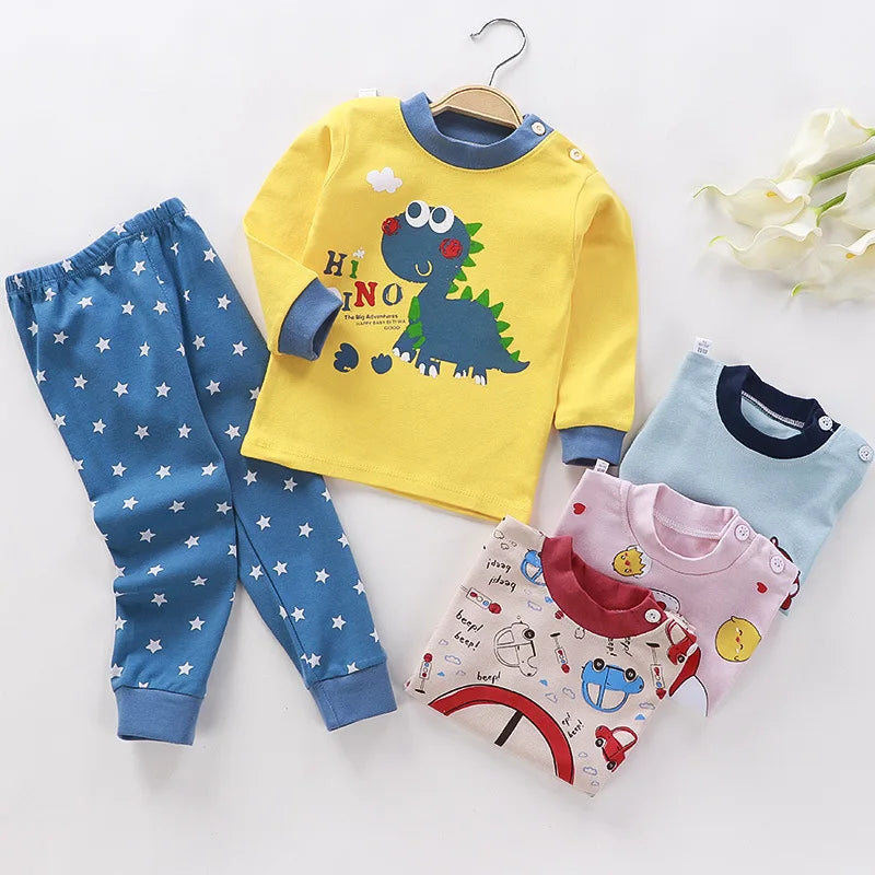 Kids Cartoon Print Long-Sleeved Clothing Set childrensterritory