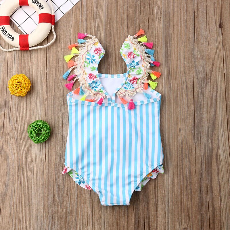 Cartoon Flamingo Design Kids Girls Bikini Beachwear childrensterritory