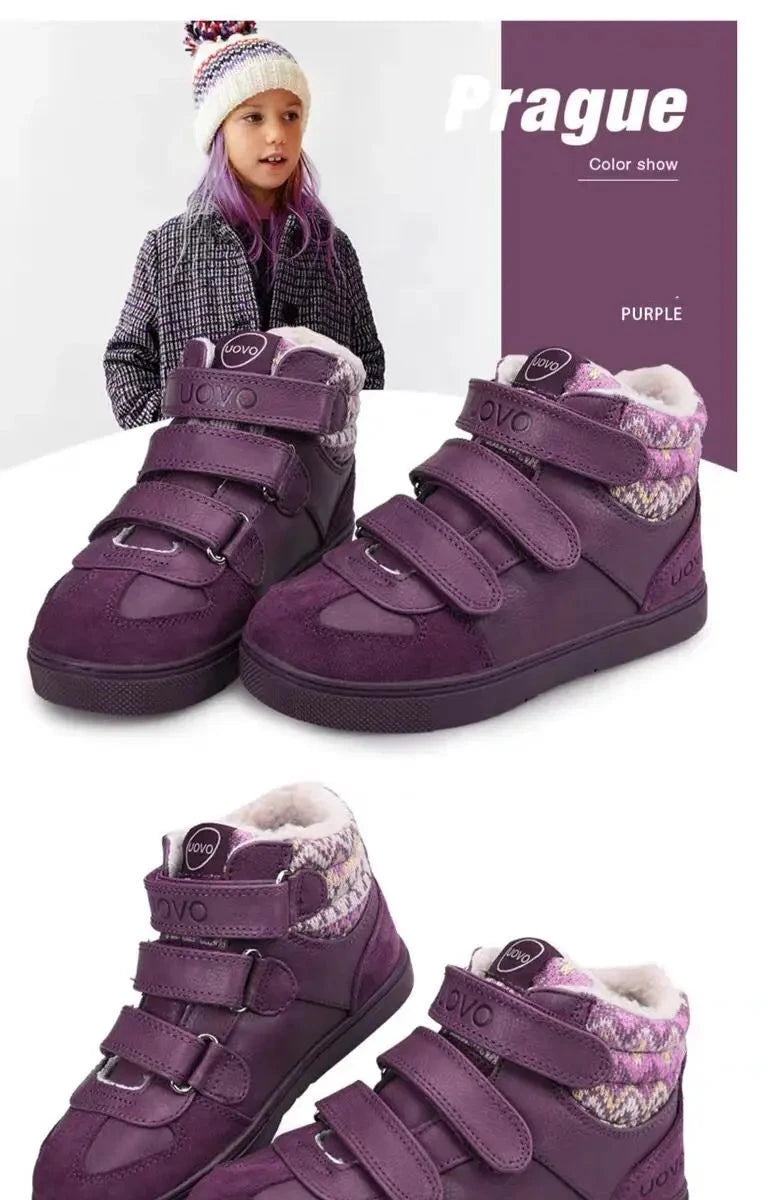 Girls Casual Velvet Velcro Design Warm Fur Shoes childrensterritory