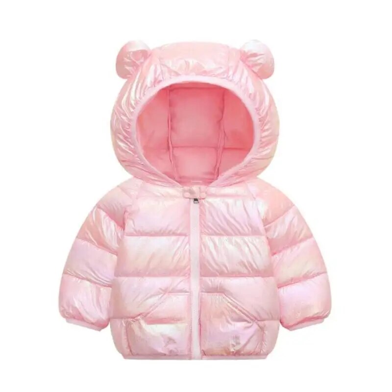 Little Girls Warm Hooded Glossy Design Jackets childrensterritory