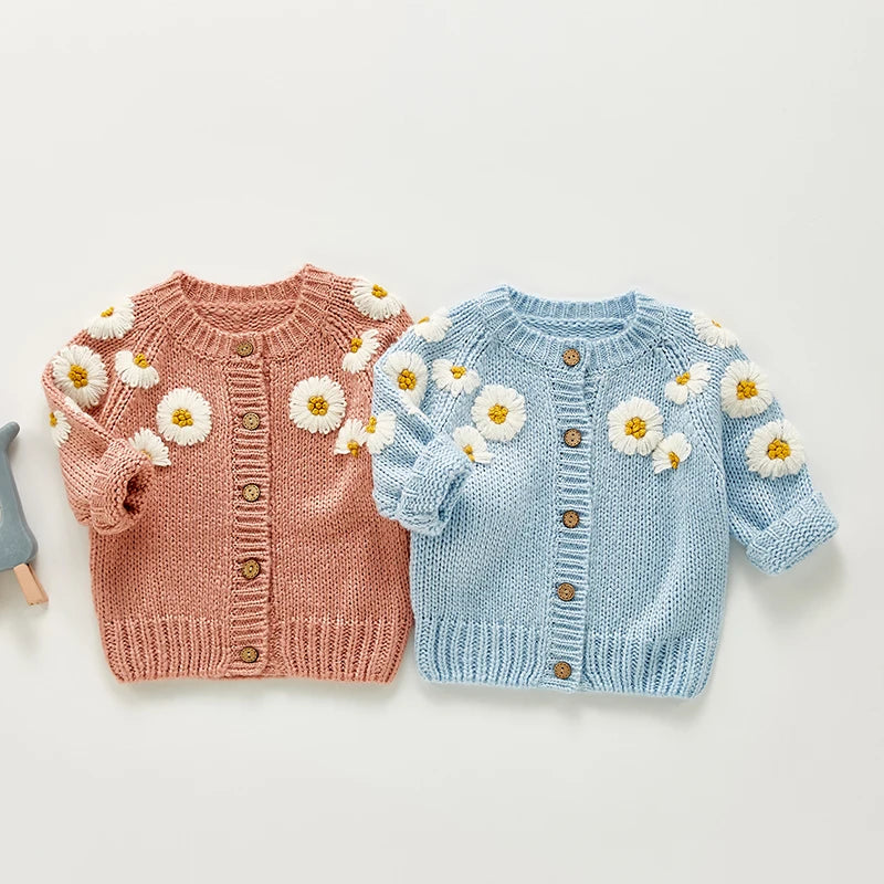 Baby Girls Long Sleeve Embroider Knit Cardigan childrensterritory